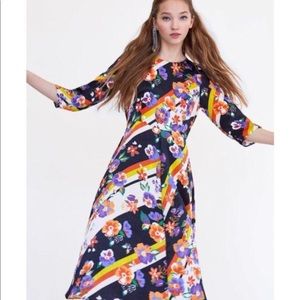 Zara vestido midi rayas dress.